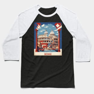 Rome Italy Vintage Tourism Travel Poster Baseball T-Shirt